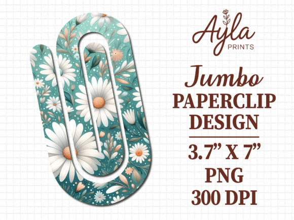 Daisy Flower Mint Green Jumbo Paperclip