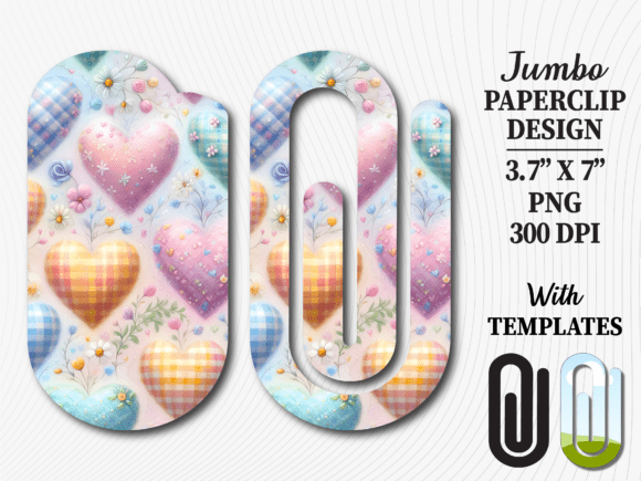 Pastel Valentine Hearts Jumbo Paperclip