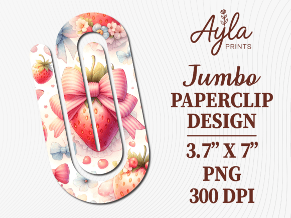 Pink Hearts Strawberry Jumbo Paperclip