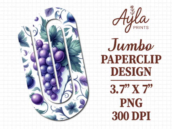 Purple Grape Vine Fruit Jumbo Paperclip Design