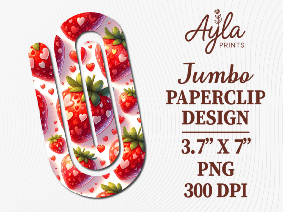 Red Strawberry Fruit Jumbo Paperclip Design