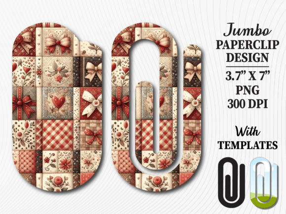 Unleash Creativity with the Valentine Patchwork Jumbo Paperclip PNG