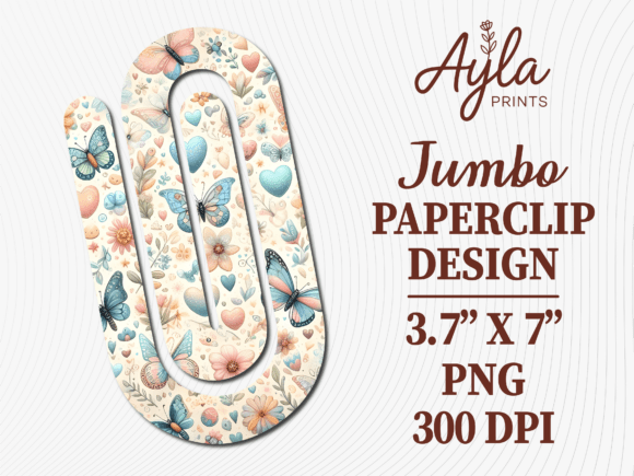 Unlock Your Creativity with the Pastel Floral Butterfly Jumbo Paperclip Sublimation Design