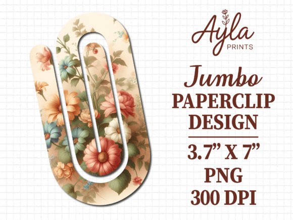 Vintage Floral Jumbo Paperclip Design: A Versatile Asset for Creatives and Educators