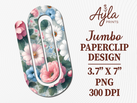 Watercolor Floral Kawaii Jumbo Paperclip